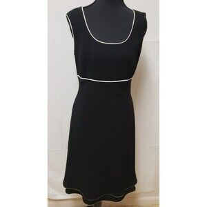 Evan Picone Little Black Dress White Trim Party Cocktail Formal Lined Sz 8 NWOT